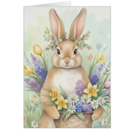 Adorable Easter bunny floral card