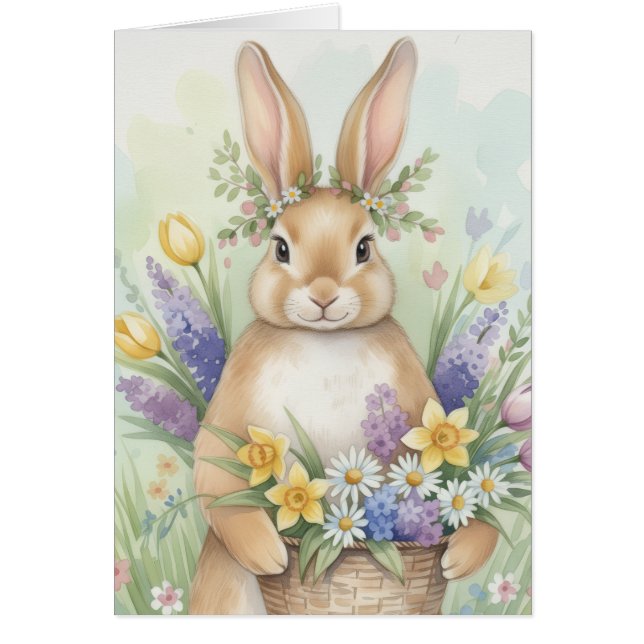 Adorable Easter bunny floral card (正面)