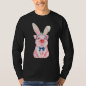 Adorable Easter Pig With Easter Bunny Ears Easter  Tシャツ (正面)