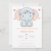 Adorable Elephant Baby Shower Invitation 招待状 (正面)