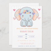 Adorable Elephant Baby Shower Invitation 招待状 (正面/裏面)