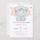 Adorable Elephant Baby Shower Invitation 招待状 (正面)