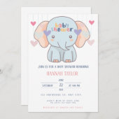 Adorable Elephant Baby Shower Invitation 招待状 (正面/裏面)