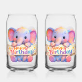 Adorable elephant, happy birthday frosted can glas ガラス缶 (正面)