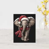Adorable Elephant In Santa Hat Snowy Winter Christ カード (黄色い花)