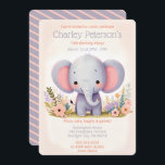 Adorable Elephant Themed Birthday Party for Kids 招待状<br><div class="desc">Invite friends and family to celebrate a special 10th birthday with this charming elephant-themed invitation. Featuring a cute, smiling elephant surrounded by colorful flowers, this invitation is perfect for a joyful and fun-filled party. The pastel hues and playful design make it ideal for kids. The details are clearly printed, making...</div>