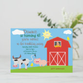 Adorable Farm Animal Birthday Party Invites 招待状 (スタンド正面)