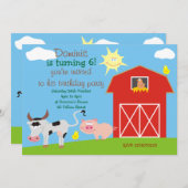 Adorable Farm Animal Birthday Party Invites 招待状 (正面/裏面)