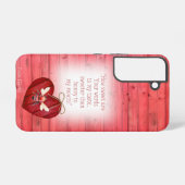 Adorable Faux Red Wood Red Heart Orange Bee Faith Samsung Galaxyケース (裏面横)