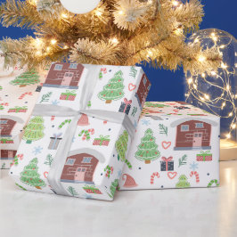 Adorable Festive Christmas Pattern ラッピングペーパー