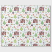 Adorable Festive Christmas Pattern ラッピングペーパー (フラット)