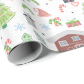 Adorable Festive Christmas Pattern ラッピングペーパー (ロールコーナー)