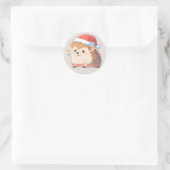 Adorable Festive Hamster Wearing Santa Hat Sticker ラウンドシール (バッグ)