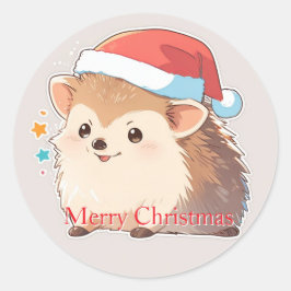 Adorable Festive Hamster Wearing Santa Hat Sticker ラウンドシール