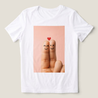 Adorable Finger Couple Art, Cute Finger Faces トライブレンドＴシャツ