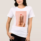Adorable Finger Couple Art, Cute Finger Faces トライブレンドＴシャツ (正面)