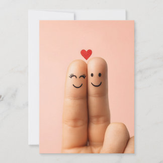 Adorable Finger Couple Art, Cute Finger Faces 招待状