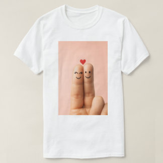 Adorable Finger Couple Art, Cute Finger Faces Tシャツ