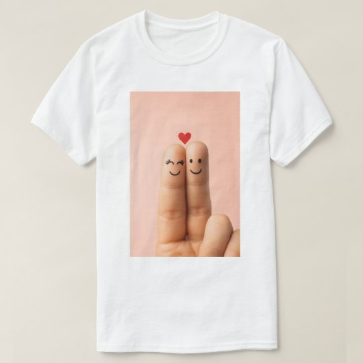 Adorable Finger Couple Art, Cute Finger Faces Tシャツ (デザイン正面)