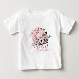 Adorable Floral Pumpkin Autumn Baby Girl White  ベビーTシャツ
