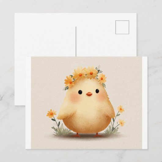 Adorable Flower Crown Chick Postcard ポストカード (正面/裏面)
