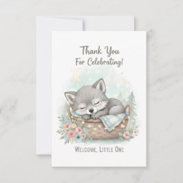 Adorable, fluffy baby wolf  Baby Shower  サンキューカード