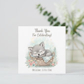 Adorable, fluffy baby wolf  Baby Shower  サンキューカード (スタンド正面)