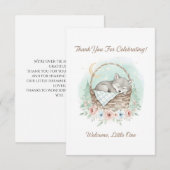 Adorable,fluffy baby wolf Baby Shower  サンキューカード (正面/裏面)