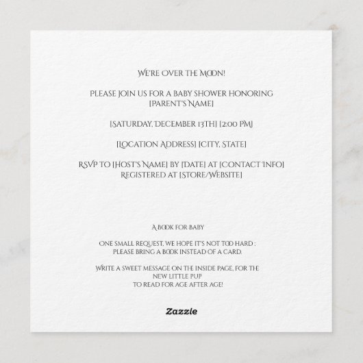 Adorable, fluffy baby wolf  Baby Shower  招待状 (裏面)