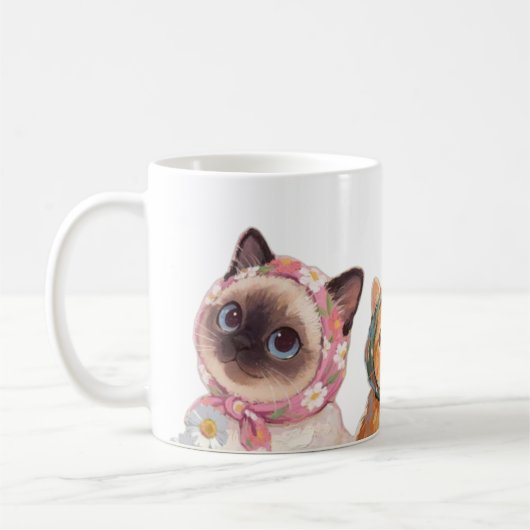 Adorable Fluffy Cat Lover Coffee Mug コーヒーマグカップ (左)