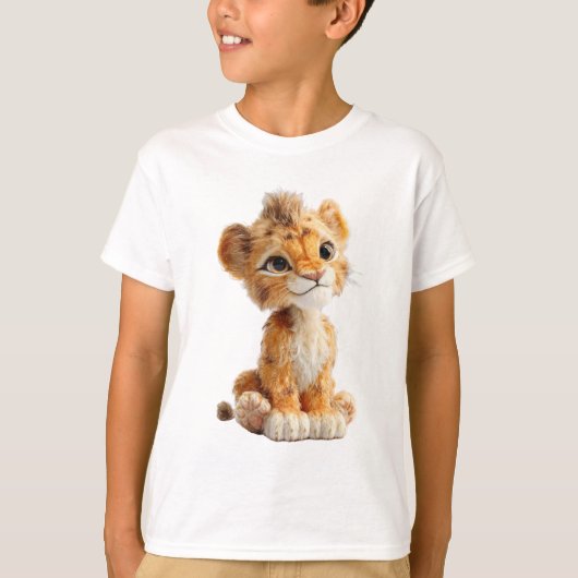 Adorable Fluffy Lion Cub Illustration Kids Tシャツ (正面)