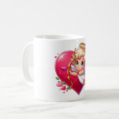 Adorable Flying Cupid with Heart & Arrow  コーヒーマグカップ (正面左)