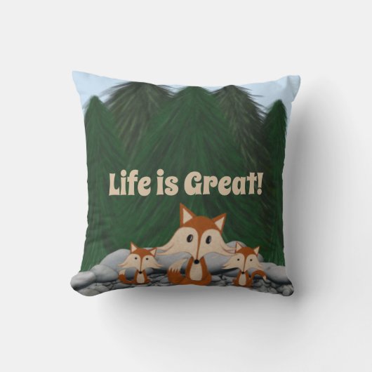 Adorable Fox Family クッション (正面)