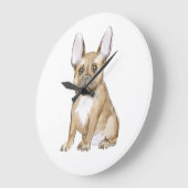 Adorable french bulldog puppy ラージ壁時計 (傾斜)