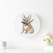 Adorable french bulldog puppy ラージ壁時計 (ホーム)