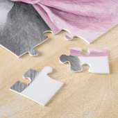 Adorable french bulldog puppy with a pink bow  ジグソーパズル (側面)