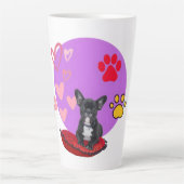 Adorable frienchie puppy with hearts カフェラテマグ (正面)