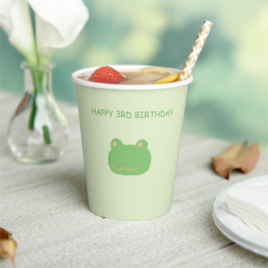 Adorable Frog and Balloon Birthday Paper Cups 紙コップ (インサイチュ)