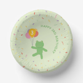 Adorable Frog Holding Balloon Birthday Paper Bowls ペーパーボウル