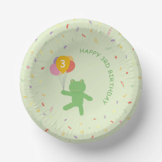 Adorable Frog Holding Balloon Birthday Paper Bowls ペーパーボウル
