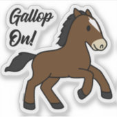 Adorable Gallop On! Happy Foal Kawaii Horse Design シール (正面)
