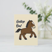 Adorable Gallop On! Happy Foal Kawaii Horse Design ポストカード (スタンド正面)