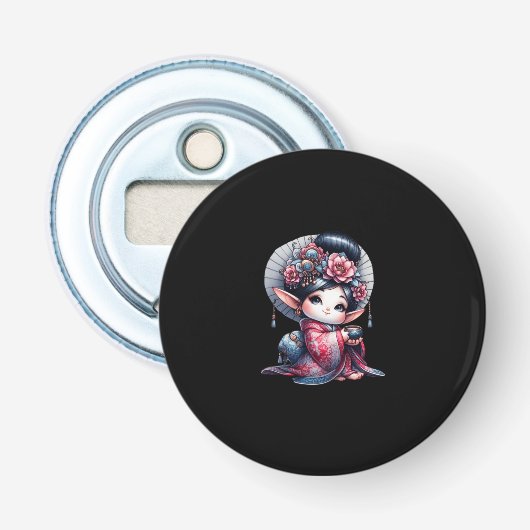 Adorable Geisha Gnome Illustration 栓抜き (正面)