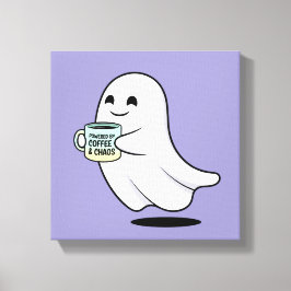 Adorable Ghost Cute Halloween Illustration キャンバスプリント