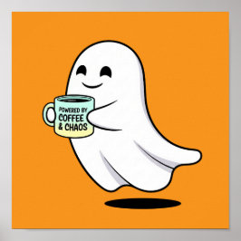 Adorable Ghost Cute Halloween Illustration ポスター