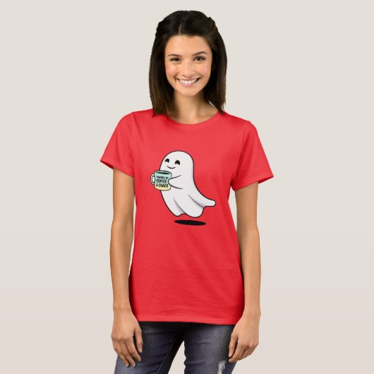 Adorable Ghost Cute Halloween Illustration Tシャツ (正面フル)