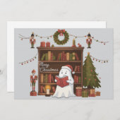 Adorable Ghost Reading a Book on Christmas , Readi シーズンカード (正面/裏面)
