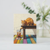 Adorable Ginger Cat Spills the Ice ポストカード (スタンド正面)