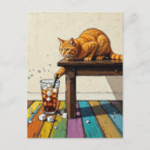 Adorable Ginger Cat Spills the Ice ポストカード (正面)