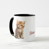 ​Adorable Ginger Kitten "Stay Pawsitive" Two-Tone  マグカップ (正面左)